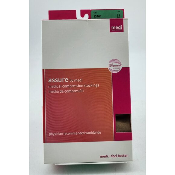 x3 Assure Medi Medical Compression Stockings Calf Closed Toe Beige 20-30 13701 S - Picture 4 of 14